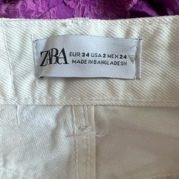Zara High Waist White denim Wide Leg Jeans long inseam size 2 - Picture 3 of 9